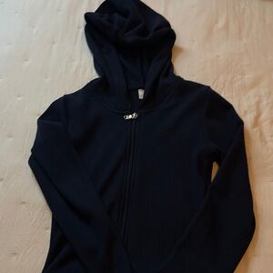 Gilly Hicks Navy Textured Zip-Up
